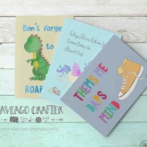 Divertimento e citazione ispiratrice cartoline / NoteCard - serie 4. Thems me daps, perché adatta a unicorn, essere roarsome dinosauro
