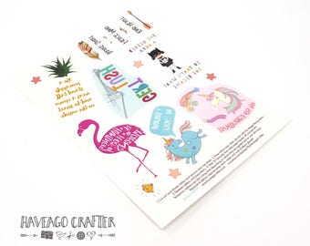 Temporary tattoos - fun and inspirational quote designs, flamingo, unicorn, pineapple, gert lush, kind heart, body art