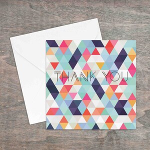 Thank you geometric design printed greetings card