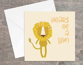 Coeur d’une carte de vœux imprimée lion devis illustration