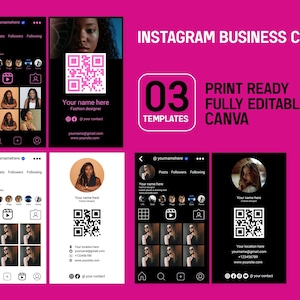 Carte de visite modifiable Instagram, modèle de carte de visite Instagram, modèles de carte de visite IG, carte de visite bricolage toile, modèles de modèle IG