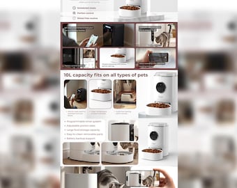 Automatic Cat Feeder A+ Content Template | Amazon EBC Canva Design | Pet Product Listing