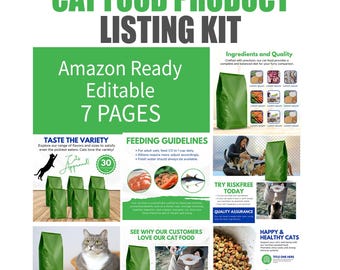 Cat Food Listing Images Template | Canva Design for Pet product Sellers (Instant Download)