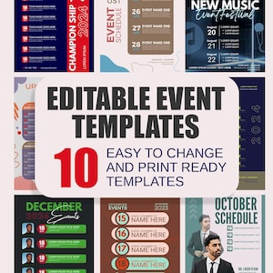 Upcoming Event Poster Templates | Canva Editable Event Schedule & Announcement Designs (Digital Download)