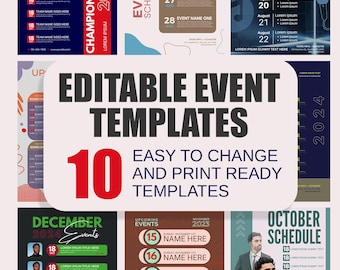 Upcoming Event Poster Templates | Canva Editable Event Schedule & Announcement Designs (Digital Download)