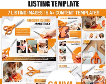 Scissors Amazon Listing Template | Product Images & A+ Content Canva | Amazon Seller kit