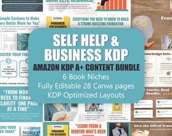 Self Help & Business KDP A+ Content Templates | Finance Book Canva Bundle (28 pages)