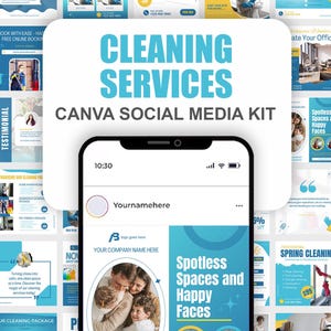 House Cleaning Social Media Templates | Maid Service Canva Marketing Kit | Cleaning Company Instagram Posts