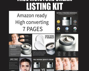 Face Moisturizer Listing Images | Amazon Skincare Canva Template | 7-Page Seller Kit