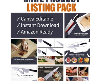 Kitchen Knife Product Listing Images Template | Canva Editable Amazon Seller kit