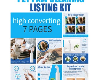 Pet Paw Cleaning Product Listing Templates: Canva Editable (Digital Download)