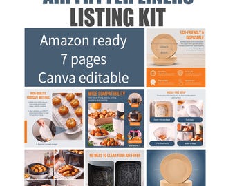 Air Fryer Paper Liners Product Listing Template | Amazon Kitchen Listing Images | Canva Seller Kit