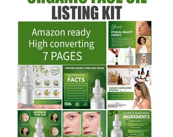 Face Oil Listing Images Template | Amazon Canva Product Image Kit for Skincare Sellers