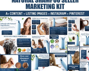 Natural Hair Shampoo amazon Marketing Kit | Listing Images,  A+ Content, Instagram and Pinterest Templates