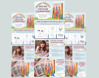 Kids Malbuch A+ Inhalt EBK Design Vorlagen: CANVA (Digitaler Download)
