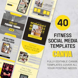 CANVA Fitness Trainer Social Media Kit, Fitness Trainer Instagram, Fitness Trainer Social Media Kit, Gym Instagram, Vorlagen, Gym Trainer
