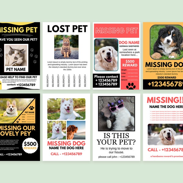 Missing dog editable template, missing pet templates, editable missing pet templates, missing pet flyer, Tear off flyer, printable lost pet