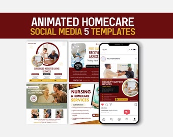 Animated Home care business template, Homecare agency post template animated, Social media template, home care Instagram Animated template