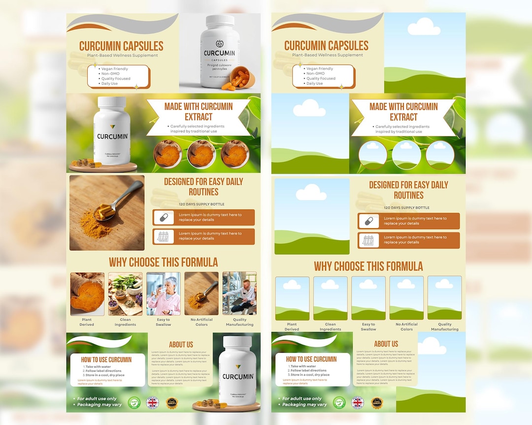 Curcumin Capsules A+ Content Template | Amazon Seller Design (CANVA ...