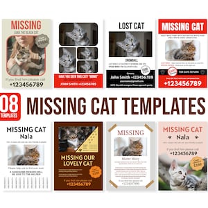 Missing cat editable templates, Missing cat flyer, Missing templates, Tear off flyer, Cat missing, Printable Cat missing, CANVA templates