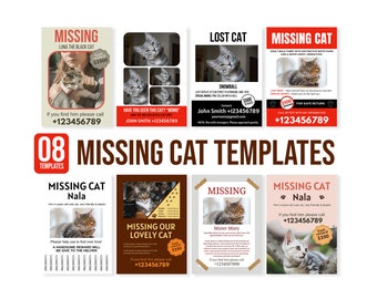 Missing cat editable templates, Missing cat flyer, Missing templates, Tear off flyer, Cat missing, Printable Cat missing, CANVA templates