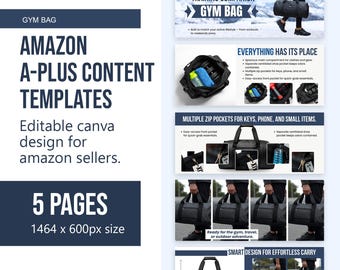 Gym Fitness Bag Amazon A+ Content Canva Template | amazon EBC design (Digital Download)