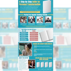 May include: An advertisement for a self-help book, "A Step-by-Step Guide for Personal Transformation." The graphic includes a white book, text, and images. The text promotes the book's focus on personal development and achieving goals.