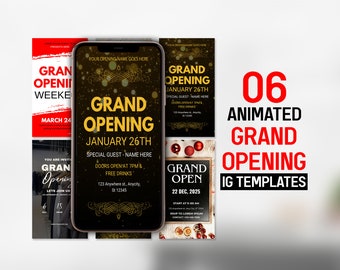 Grand Opening Instagram Reels Templates | Canva Animated Business Launch Designs