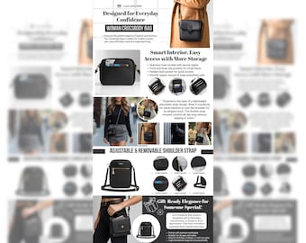 Crossbody Bag A+ Content Template | Amazon EBC Canva Design | Handbag Brand Layout