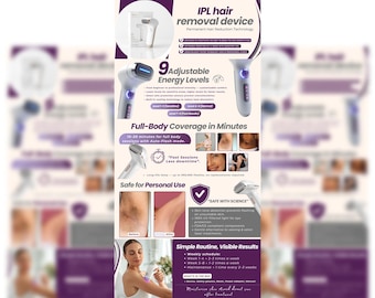 IPL Hair Removal A+ Content Template | Amazon EBC Canva Design | Beauty Device Listing