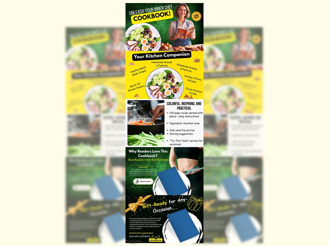 Canva Editable Cooking Book A+ Content Template, Amazon KDP (970x600px