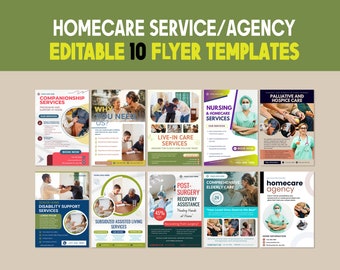 Editable Home care service flyer, Home care business template, Homecare agency flyer, Nursing service, CANVA, flyer template, adult care