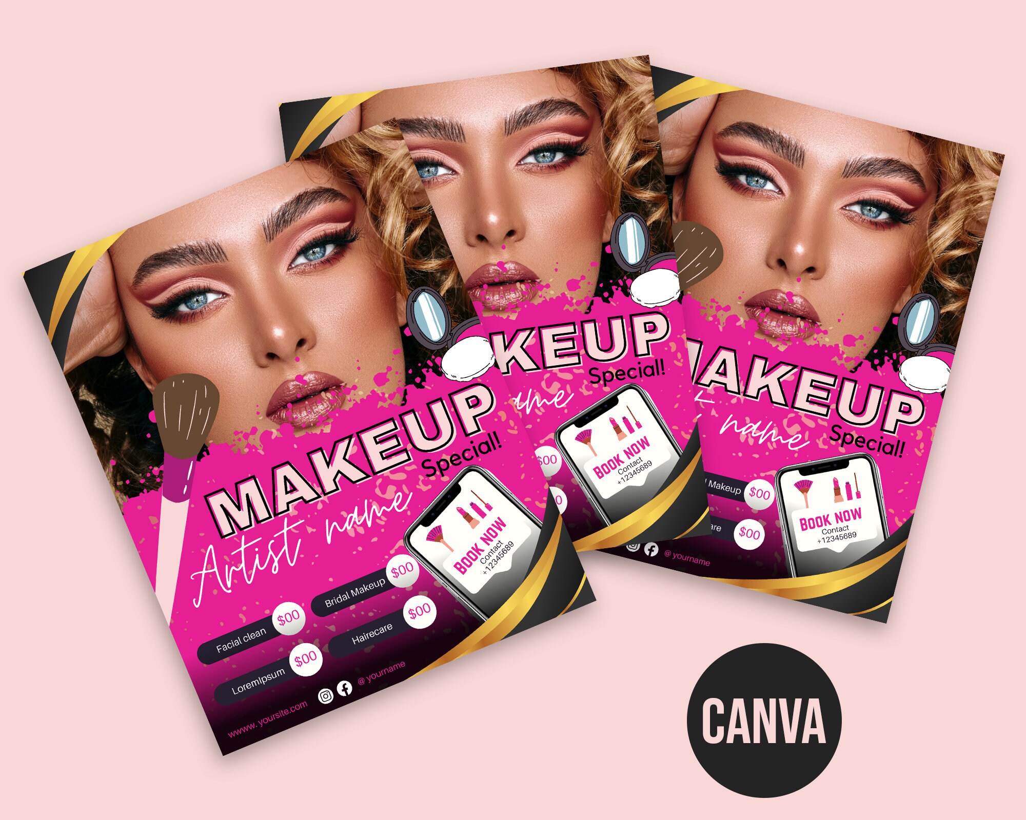 DIY Makeup Services Flyer, Makeup Service Flyer, Editable Makeup
