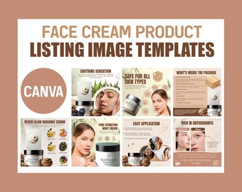 Face Cream Listing Image Templates: Editable CANVA Seller Templates (Digital Download)