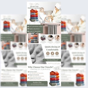 以下が含まれることがあります： グレーとオレンジのバス タオルの積み重ね。"Elevate Your Bathing Experience"と"Quick drying & Comfortable"の文字が書かれている。タオルは100% プレミアムコットン製で、吸水性が高い。また、有害な化学物質を含まないことを示すエコテックス認証を取得している。