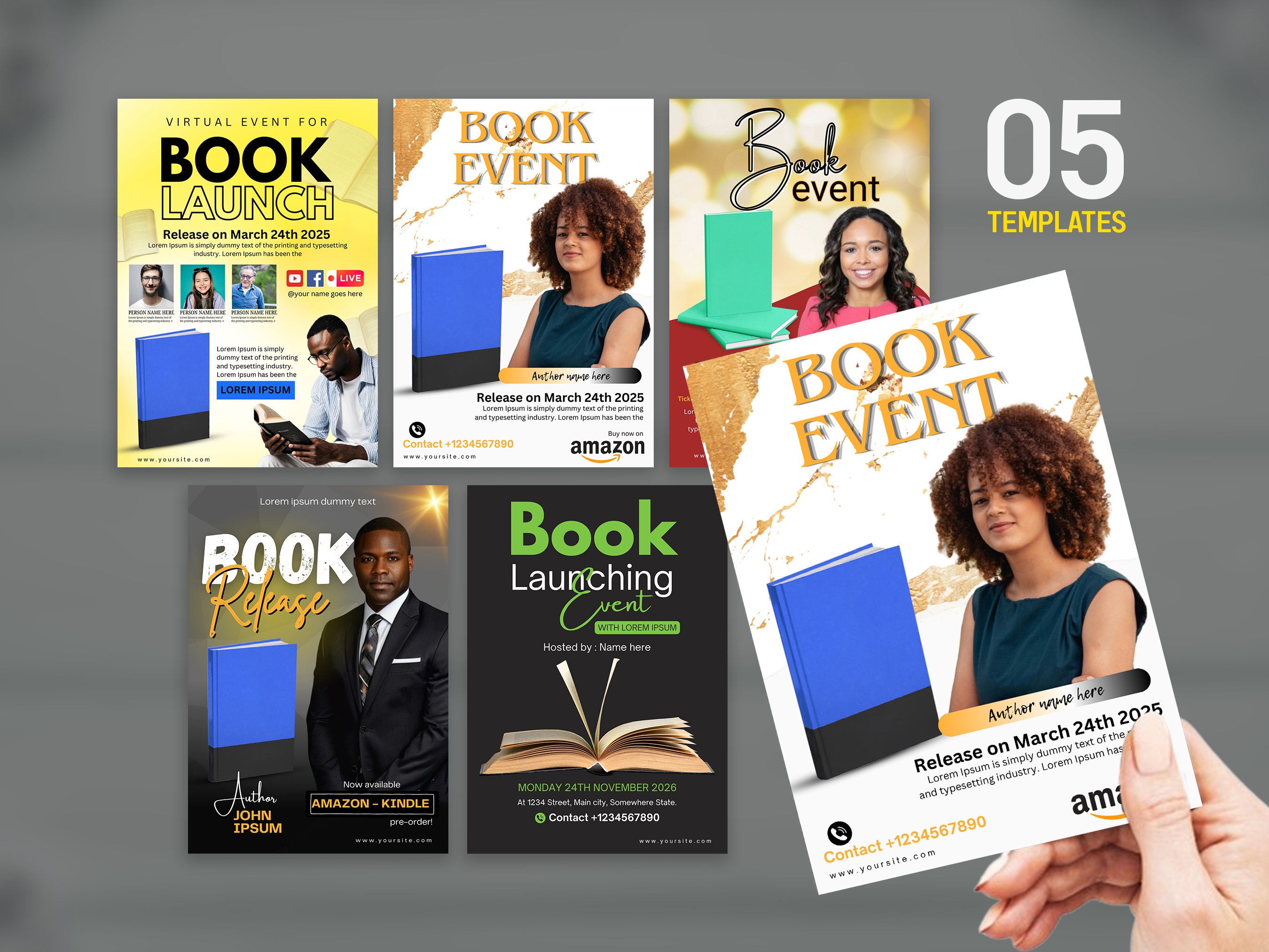 Editable book launch flyer template, book launch poster template, author book launch flyer, CANVA editable, Virtual book launch flyer event