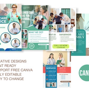 Home care agency service flyer template, home care service flyer, health care service, flyer, templates, CANVA, Nursing Home, Medical flyer image 3