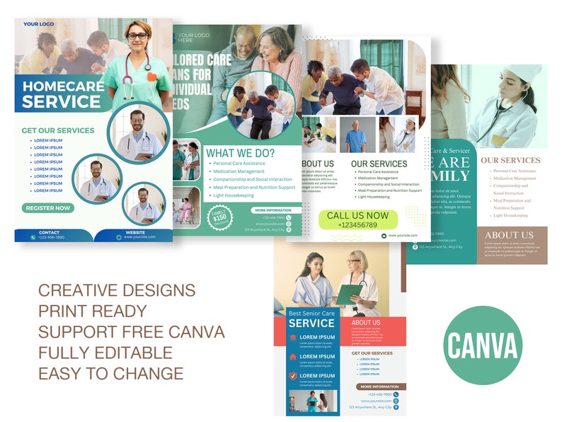 Home care agency service flyer template, home care service flyer, health care service, flyer, templates, CANVA, Nursing Home, Medical flyer image 3