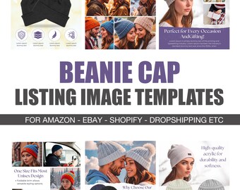 Beanie Cap Templates für Produktlisten: Canva Editable (Digitaler Download)