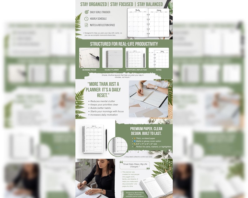 amazon daily planner A+ content editable CANVA template design