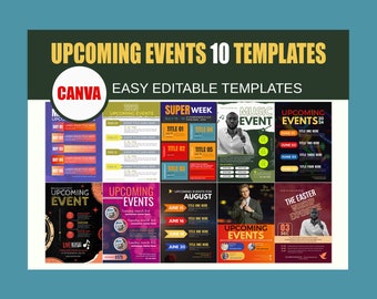 upcoming events templates, upcoming events templates bundle, event templates, CANVA upcoming events, event posters, event flyer, editable