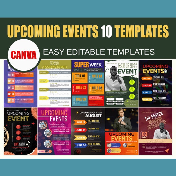 upcoming events templates, upcoming events templates bundle, event templates, CANVA upcoming events, event posters, event flyer, editable