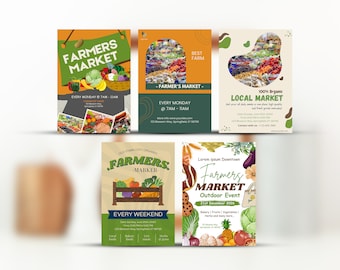 Farmers Market Event Flyer Templates: Editable CANVA Template (Digital Download)