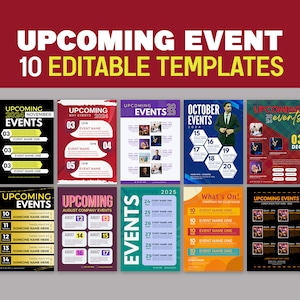 Upcoming Events Templates: 10 Editable Canva Flyers (Digital Download)