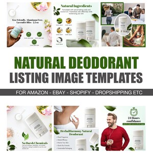 Sjablonen voor productvermeldingen natuurlijke deodorant: bewerkbaar in canva (digitale download)