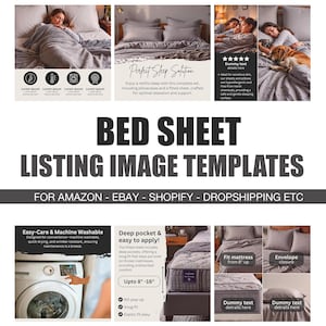 Bed Sheet Product Listing Image Templates: Canva Amazon Template