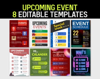 Bewerkbare sjablonen voor evenementenkalenders: canva-posterontwerpen (A4, digitale download)