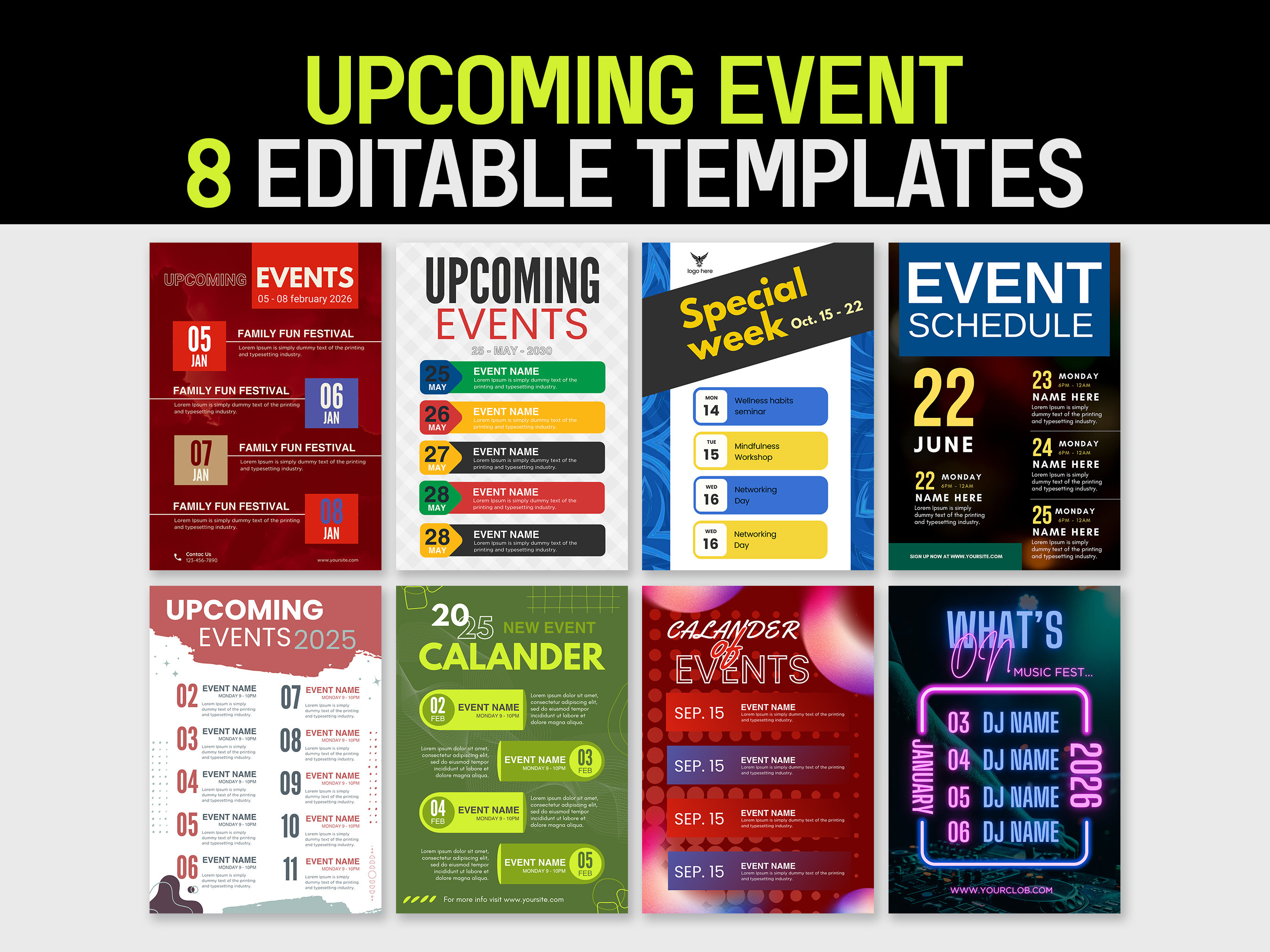 Event Template Design Upcoming Event Template Calendar Event
