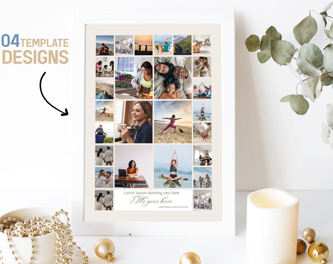 Modern Collage Note Modern Photo Collage Template: Editable Wall Art (24x36, 36x24 ...