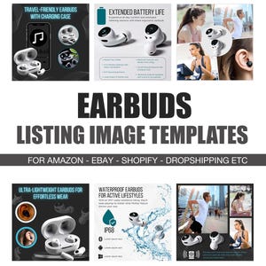 Szablony Canva do list produktów ze słuchawkami: Amazon, Shopify, Etsy (do pobrania w wersji cyfrowej)